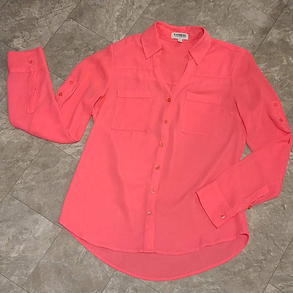 EXPRESS The Portofino Shirt hot pink - Picture 3 of 4